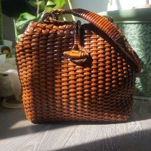 Talbots Woven Tan Leather Shoulder Bag